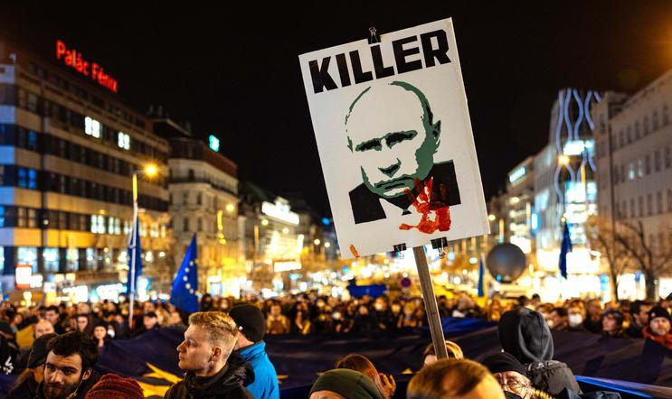 Václavské náměstí, Ukrajina, demonstrace, konflikt, Rusko, Putin, válka
Praha, 22. 2. 2022, HN - Lukáš Bíba