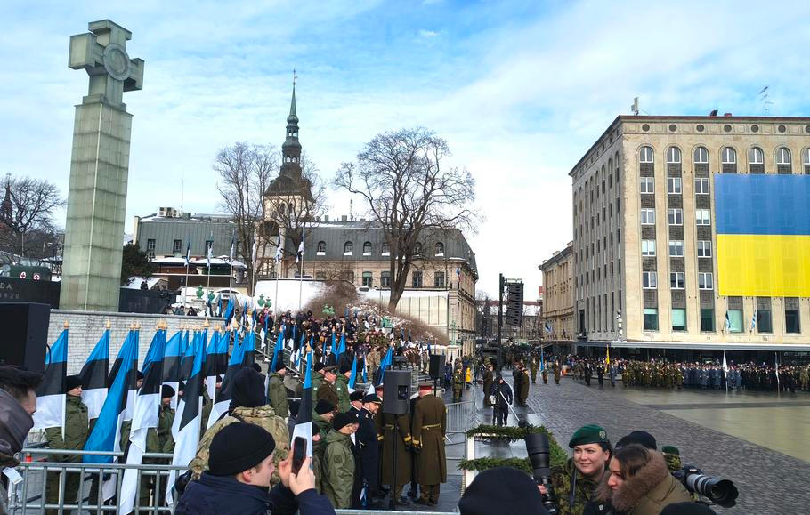 Vojenská přehlídka k výročí Dne nezávislosti. 24. února 2026, Tallinn, Estonsko.