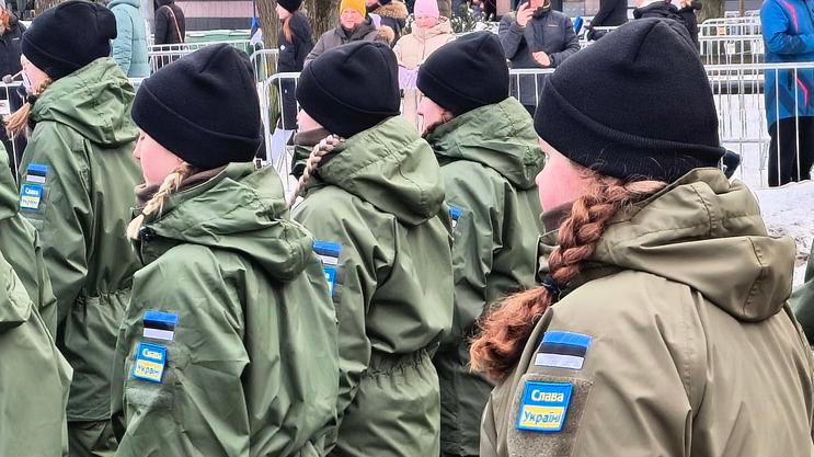 Estonsko, vojáci, vojenská přehlídka 24. února 2026, Tallinn, Den nezávislosti