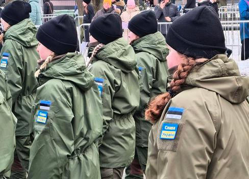 Estonsko, vojáci, vojenská přehlídka 24. února 2026, Tallinn, Den nezávislosti