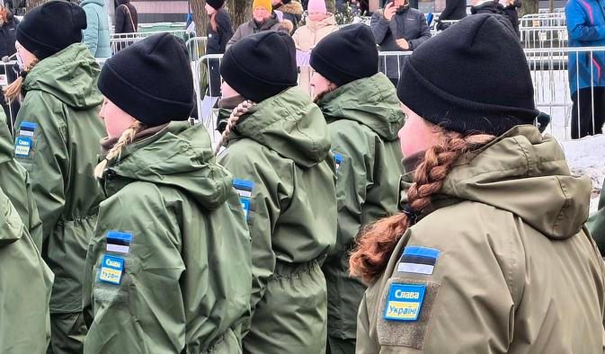 Estonsko, vojáci, vojenská přehlídka 24. února 2026, Tallinn, Den nezávislosti