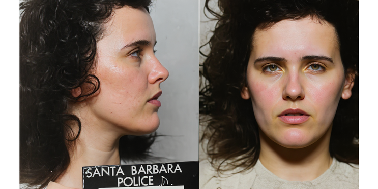 Policejní snímek Elizabeth Short ze Santa Barbary (23. 9. 1943). Otisky z tohoto zatčení umožnily v roce 1947 identifikaci jejího těla za 56 minut.