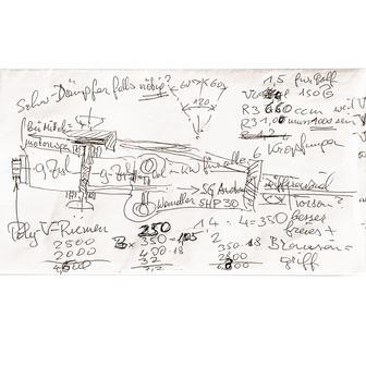 Tady to všechno začalo: v roce 1997 si Ferdinand Piëch na dopisní obálku při cestě japonským šikanzenem načrtl motor s osmnácti válci. Stalo se tak po debatě s vývojářem motorů ve VW Karl-Heinz Neumannem.