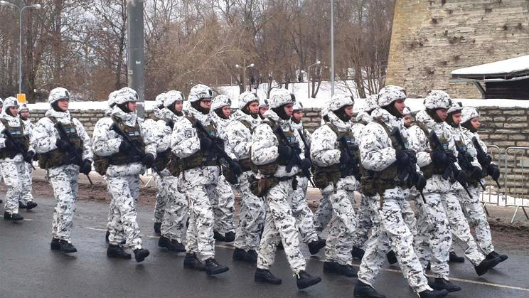 Estonsko, vojáci, vojenská přehlídka 24. února 2026, Tallinn, den nezávislosti