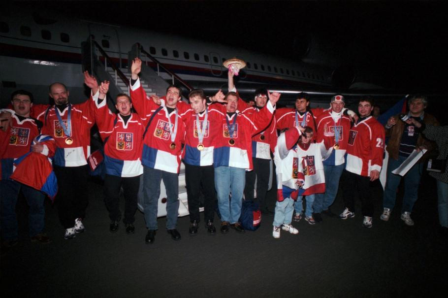 Přílet hokejistů z olympiády v Naganu