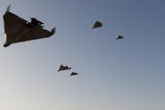 Russian,Kamikazes,Combat,Drone,In,The,Sky,Against,Clouds,,War