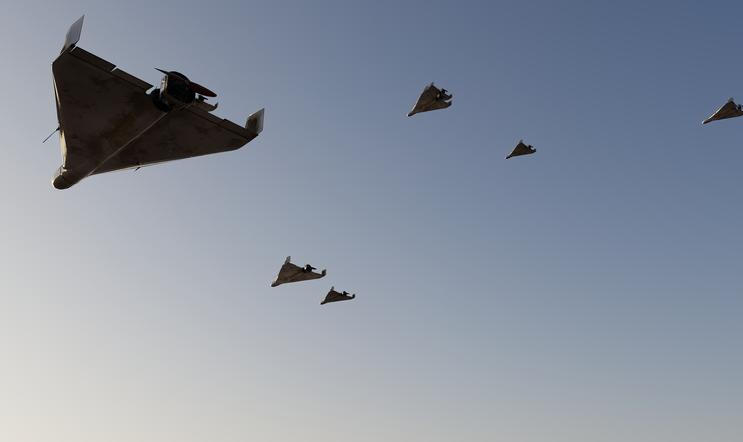 Russian,Kamikazes,Combat,Drone,In,The,Sky,Against,Clouds,,War