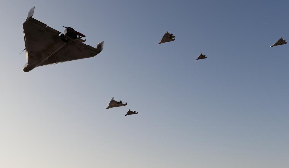 Russian,Kamikazes,Combat,Drone,In,The,Sky,Against,Clouds,,War