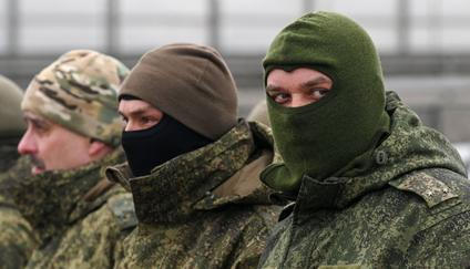 Russian soldiers receive humanitarian cargo in Rostov-on-Don