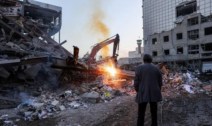 Aftermath of an Israeli and the U.S. strike on a police station in Tehran