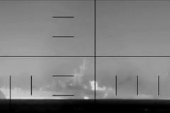 An explosion on what the U.S. Department of Defense says is an Iranian warship, at the sea