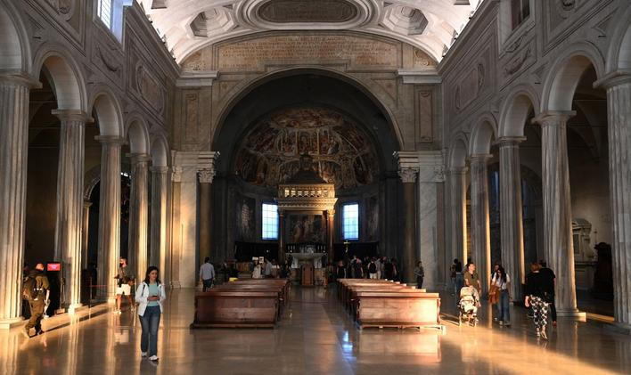 Rome, Italy - November 3, 2024: San Pietro in Vincoli (Saint Peter in Chains) is a Roman Catholic titular church and minor basilica in Rome.