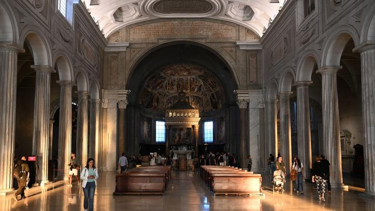 Rome, Italy - November 3, 2024: San Pietro in Vincoli (Saint Peter in Chains) is a Roman Catholic titular church and minor basilica in Rome.