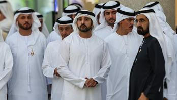 Dubai's ruler Sheikh Mohammed bin Rashid Al-Maktoum (R) and Crown Prince Sheikh Hamdan bin Mohammed bin Rashid al-Maktoum (C) arrive to attend the Dubai World Cup horse race at Meydan Racecourse in Dubai on April 5, 2025.,Image: 984089443, License: Rights-managed, Restrictions: , Model Release: no, Credit line: Fadel Senna / AFP / AFP / Profimedia