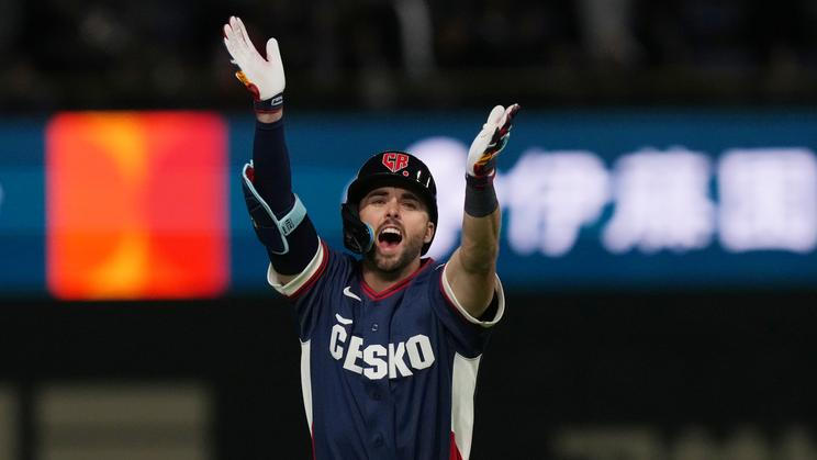 Terrin Vavra v zápase Česko - Jižní Korea na turnaji World Baseball Classic 2026