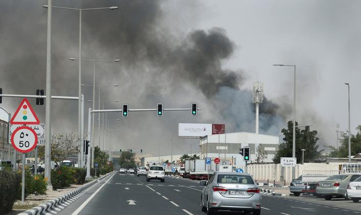 FILE PHOTO: Smoke rises after reported Iranian missile attacks, following United States and Israel strikes on Iran, as seen from Doha