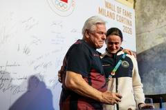 Rychlobruslařka Martina Sáblíková a její trenér Petr Novák