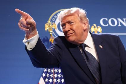 U.S. President Donald Trump delivers remarks to members of the Republican Party, at Trump National Doral Miami in Miami