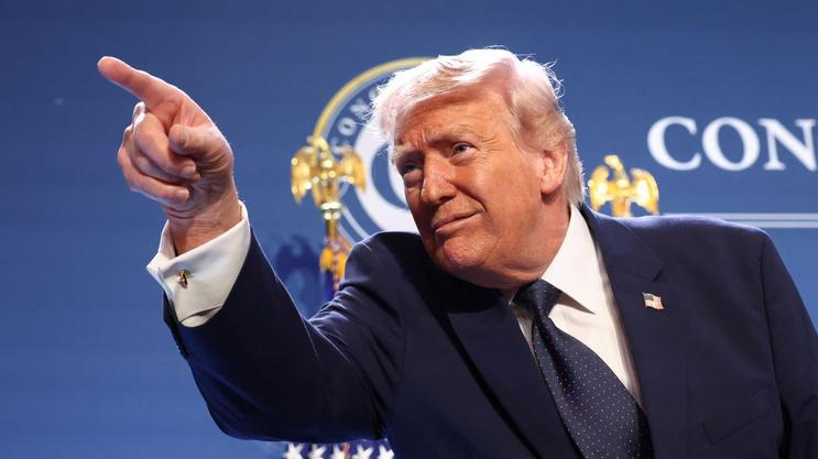 U.S. President Donald Trump delivers remarks to members of the Republican Party, at Trump National Doral Miami in Miami