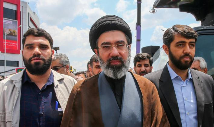 FILE PHOTO: Iran’s new supreme leader, Mojtaba Khamenei, the second son of late Iran's Supreme Leader Ayatollah Ali Khamenei, attends a rally in Tehran