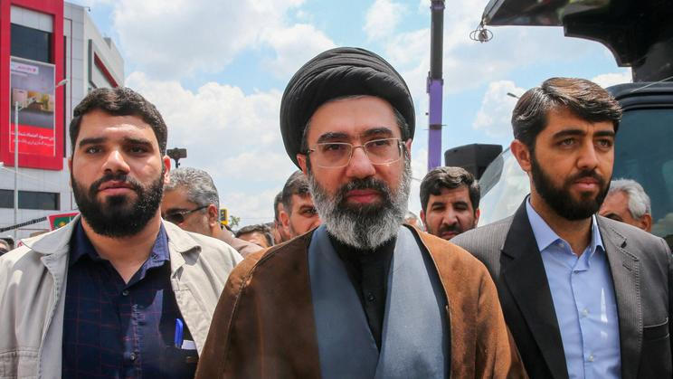 FILE PHOTO: Iran’s new supreme leader, Mojtaba Khamenei, the second son of late Iran's Supreme Leader Ayatollah Ali Khamenei, attends a rally in Tehran