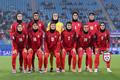 Iran players pose prior to the AFC Women’s Asian Cup Group A match between Iran and Philippines at Gold Coast Stadium