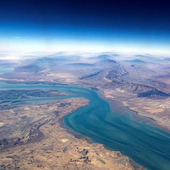 FILE PHOTO: An aerial view of the island of Qeshm, separated from the Iranian mainland by the Clarence Strait