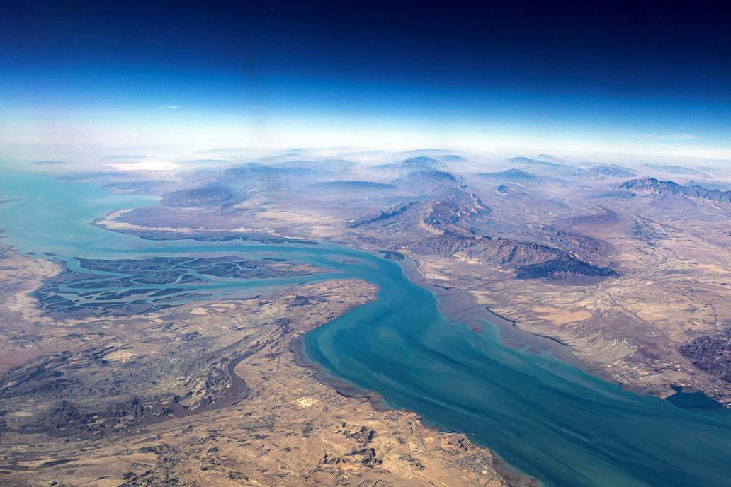 FILE PHOTO: An aerial view of the island of Qeshm, separated from the Iranian mainland by the Clarence Strait