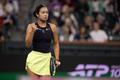 INDIAN WELLS, CALIFORNIA - MARCH 10: Alexandra Eala of the Philippines pumps fist against Linda Noskova of Chechia in their fourth round match on day 7 during the BNP Paribas Open at the Indian Wells Tennis Garden on March 10, 2026 in Indian Wells, Califo