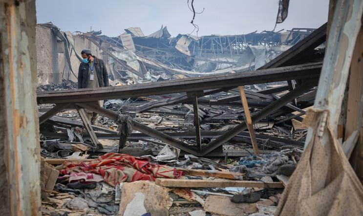 Aftermath of an air strike in Kabul