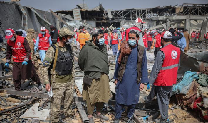 Aftermath of an air strike in Kabul