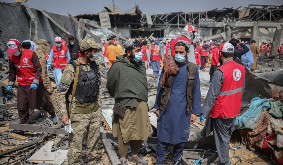 Aftermath of an air strike in Kabul