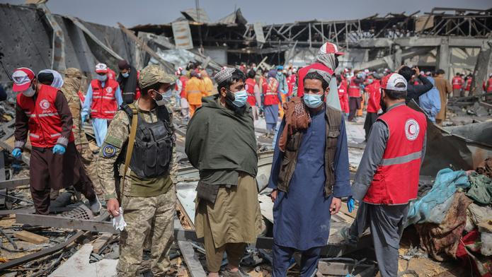 Aftermath of an air strike in Kabul
