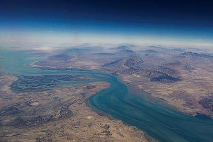 FILE PHOTO: An aerial view of the island of Qeshm, separated from the Iranian mainland by the Clarence Strait