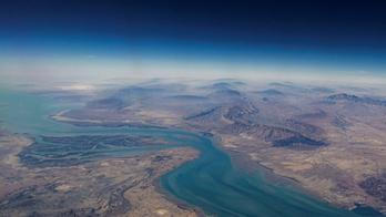 FILE PHOTO: An aerial view of the island of Qeshm, separated from the Iranian mainland by the Clarence Strait