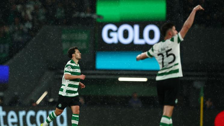 Radost hráčů Sportingu Lisabon v odvetném utkání osmifinále Ligy mistrů s Bodö/Glimt