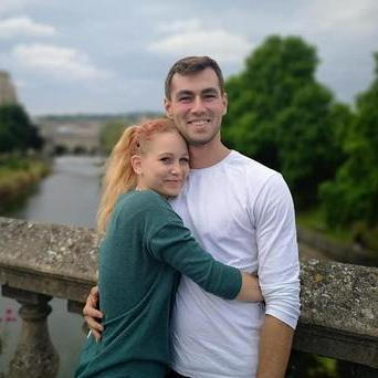 Anna Rachfalová s manželem. Fotografie byla pořízena před pracovním úrazem.