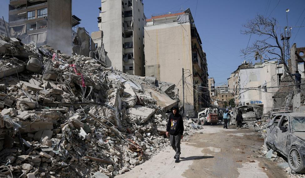 Aftermath of an Israeli strike, following an escalation between Hezbollah and Israel, in Beirut