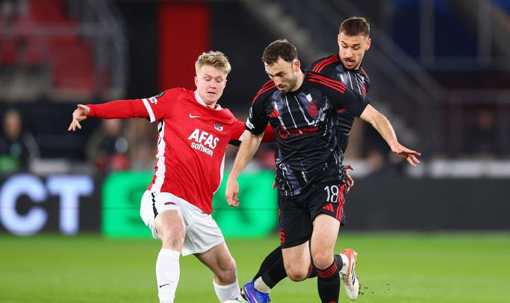 Andrew Irving ze Sparty v zápase Konferenční ligy proti Alkmaaru