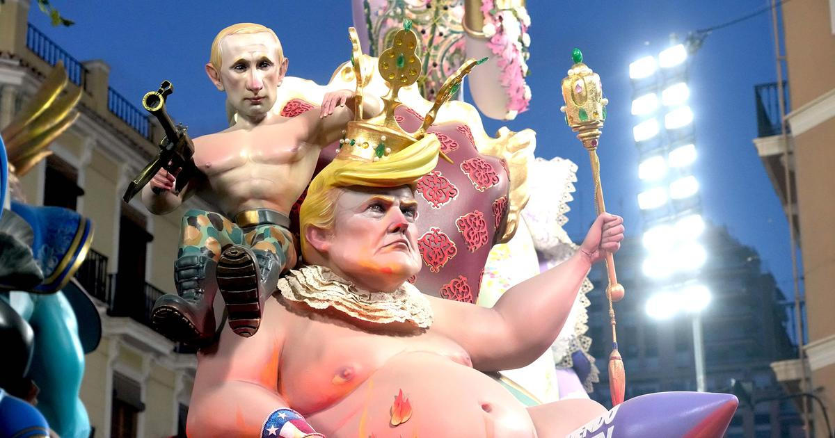 Obrazem: Kdo se bojí Trumpa? Valencie ho spálila spolu s Putinem a Netanjahuem