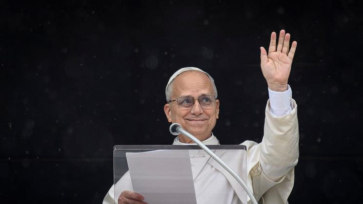 Pope Leo XIV leads the Angelus prayer at Vatican