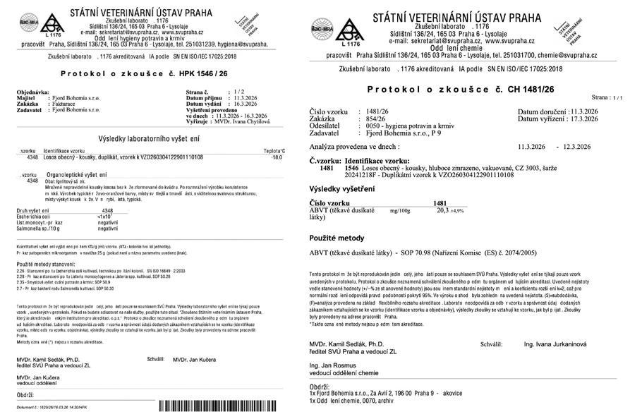 Protokol o provedeném laboratorním šetření ze strany Státní veterinární správy.