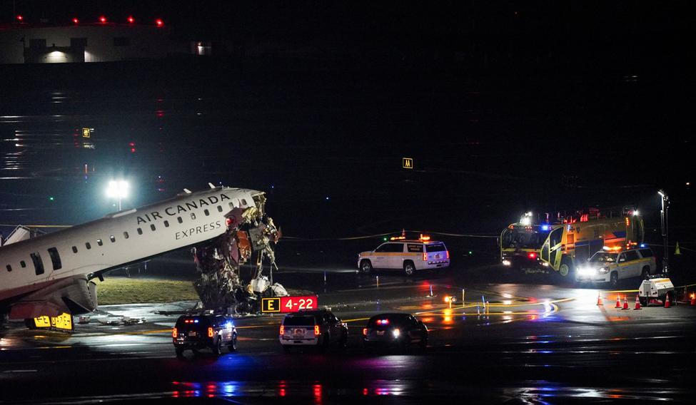 Air Canada Express jet collides with a ground vehicle at LaGuardia airport