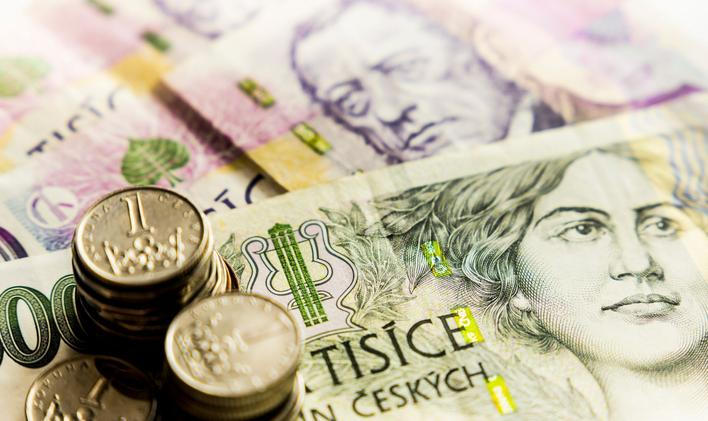 Peníze české koruny ilustrace