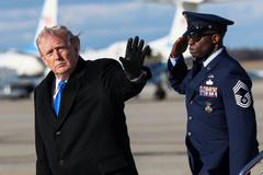U.S. President Donald Trump arrives at Joint Base Andrews in Maryland