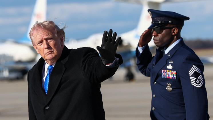 U.S. President Donald Trump arrives at Joint Base Andrews in Maryland