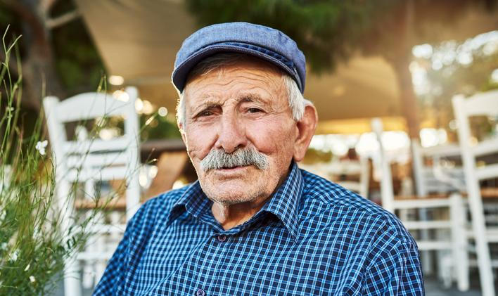 Outdoor,,Senior,Man,And,Smile,On,Portrait,At,Pub,On