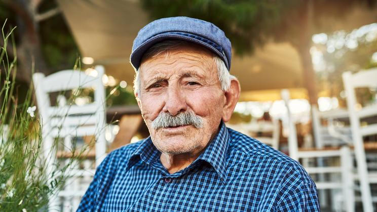 Outdoor,,Senior,Man,And,Smile,On,Portrait,At,Pub,On