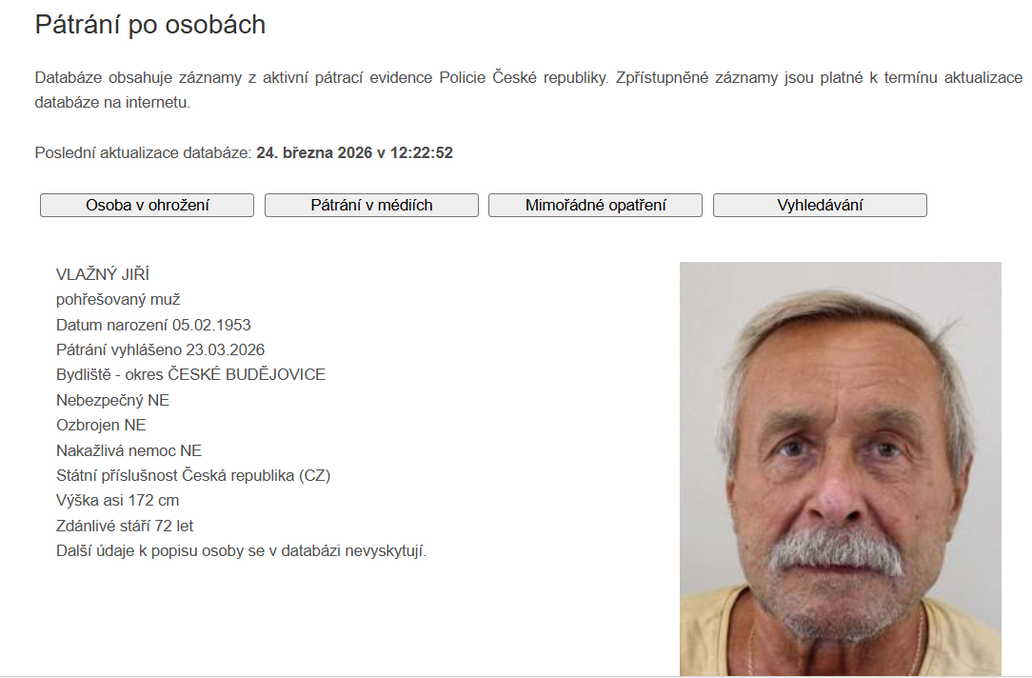 Policie pátrá po tatínkovi Michaely Salák