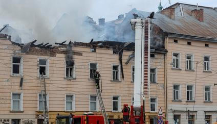 Aftermath of a Russian drone strike in Lviv